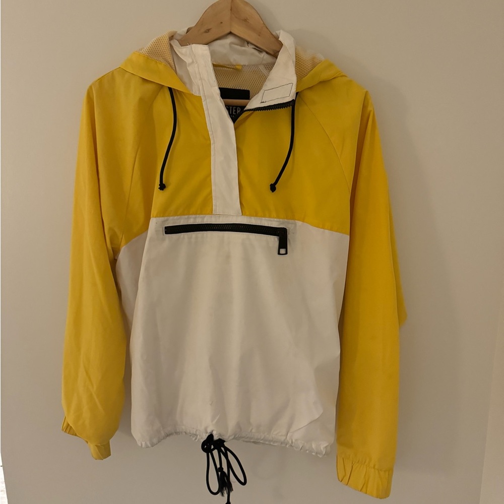 Hollister Yellow White Anorak with Hood Waterproof